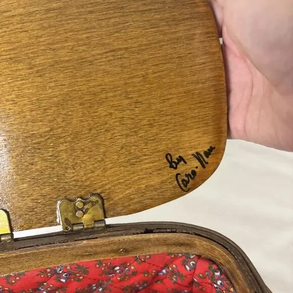 Vintage Caro Nan Main Street Basket Purse Lined Signed Hand Painted Cottagecore - Picture 5 of 12